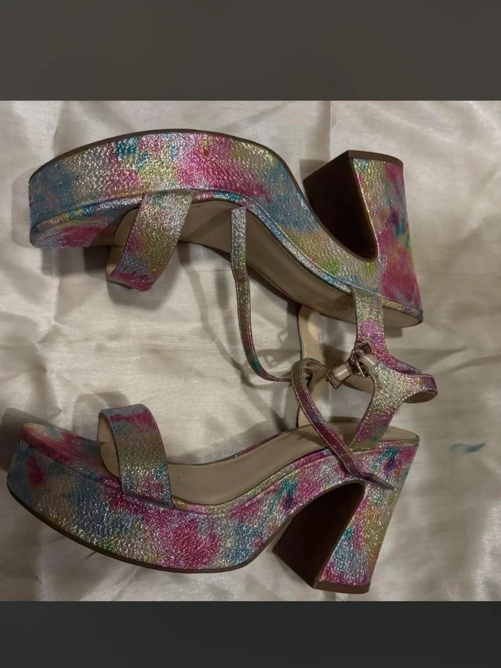 Multicolor Platform Block Heel Sandals - Women
